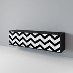 CLASSIC ZIG ZAG Móvel de TV com 3 Portas em Acabamento Preto