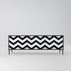 CLASSIC ZIG ZAG Móvel de TV com 3 Portas em Acabamento Preto