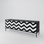 CLASSIC ZIG ZAG Móvel de TV com 3 Portas em Acabamento Preto