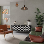 CLASSIC ZIG ZAG Móvel de TV com 3 Portas em Acabamento Preto