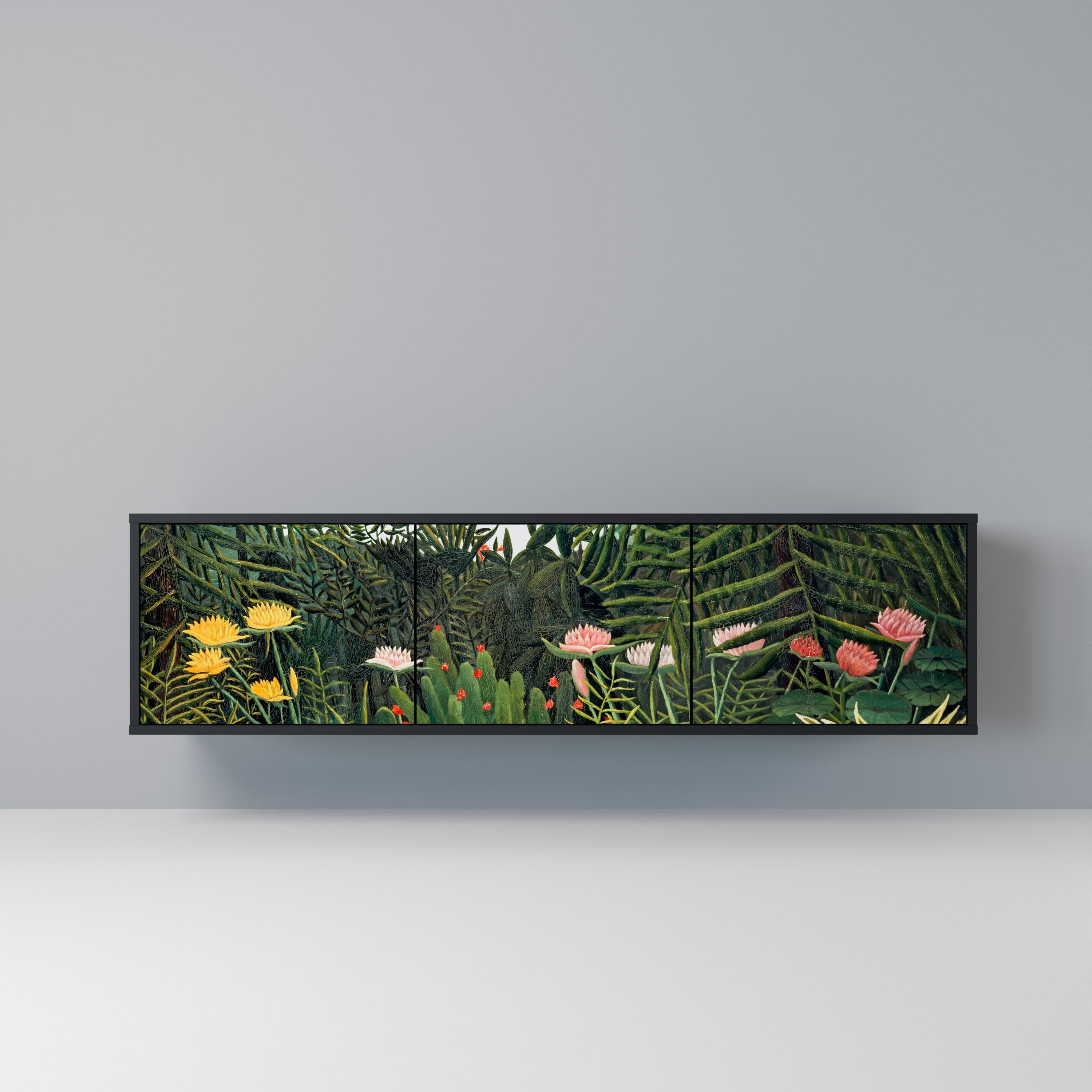 VIRGIN FOREST WITH SUNSET Móvel de TV com 3 Portas em Acabamento Preto