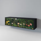 VIRGIN FOREST WITH SUNSET 3-Door TV Stand in Black Finish