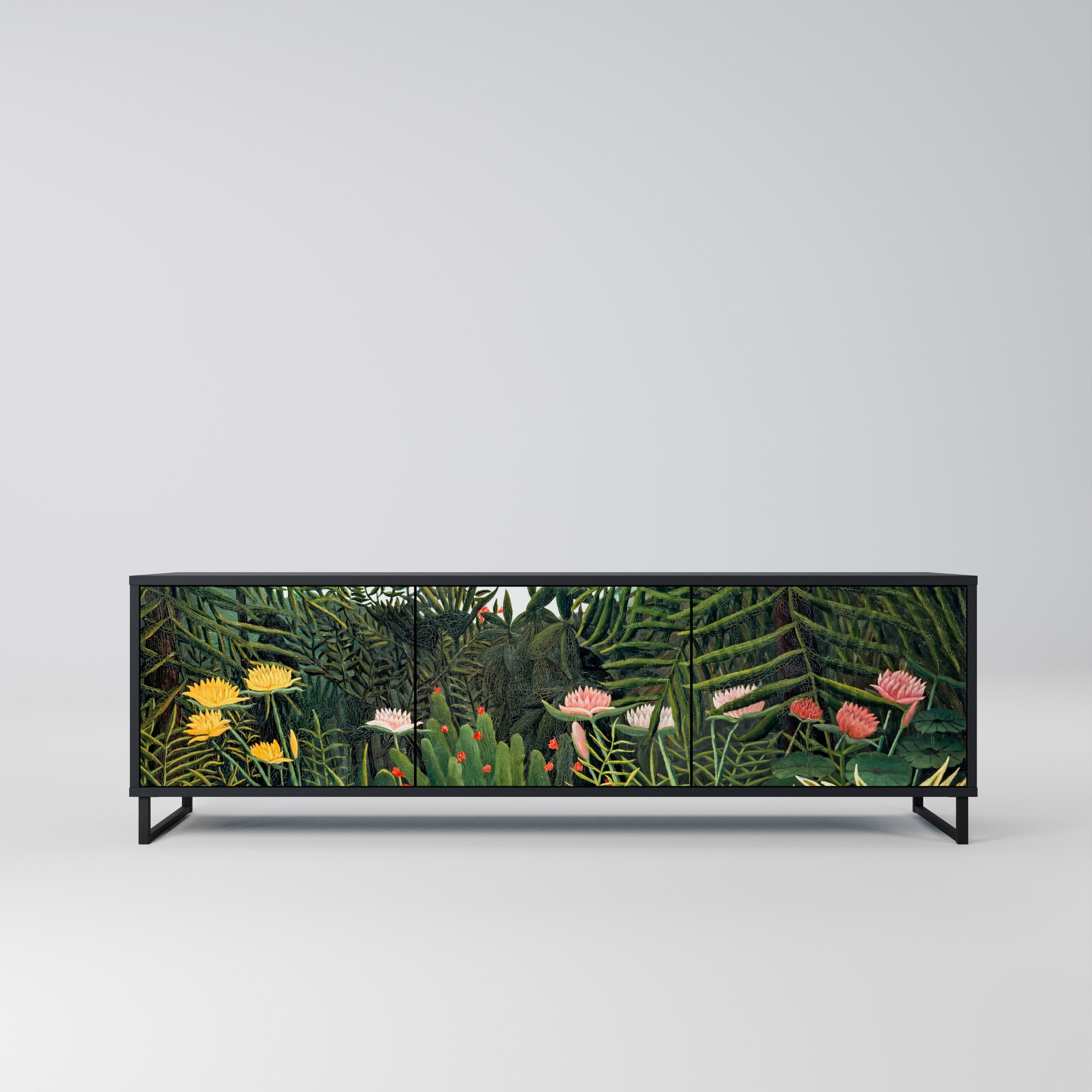 VIRGIN FOREST WITH SUNSET Móvel de TV com 3 Portas em Acabamento Preto