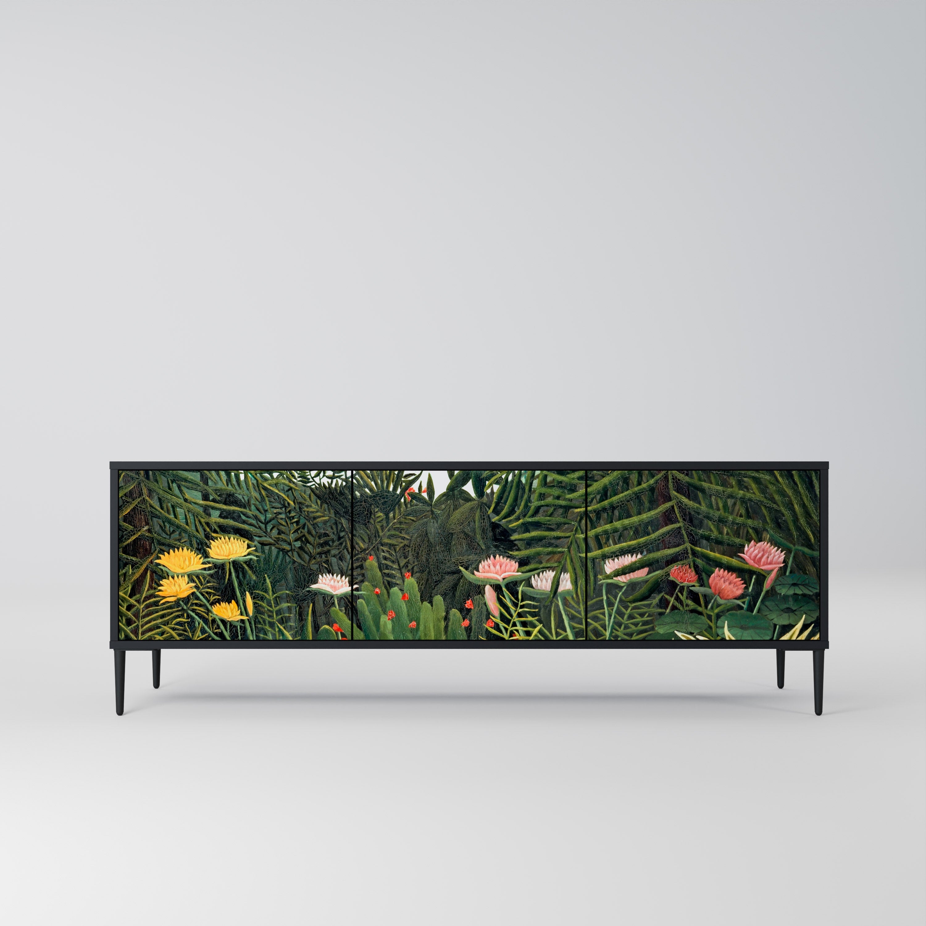 VIRGIN FOREST WITH SUNSET Móvel de TV com 3 Portas em Acabamento Preto