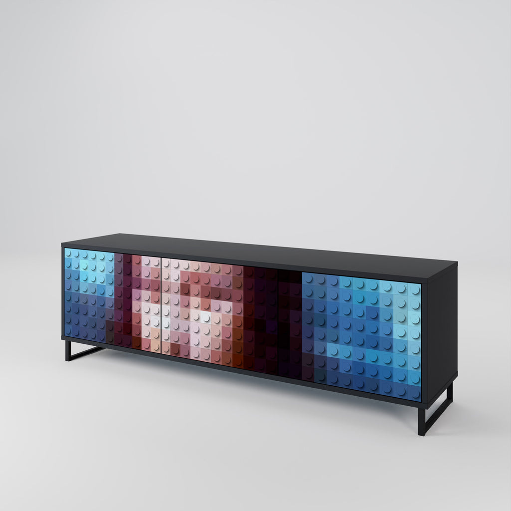 CONSTRUCTIVE ART Móvel de TV com 3 Portas em Acabamento Preto