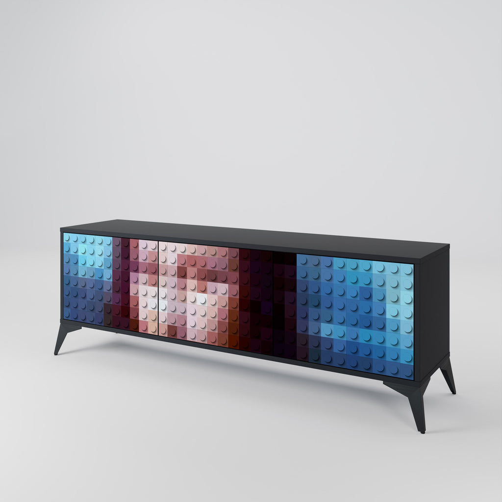 CONSTRUCTIVE ART Móvel de TV com 3 Portas em Acabamento Preto