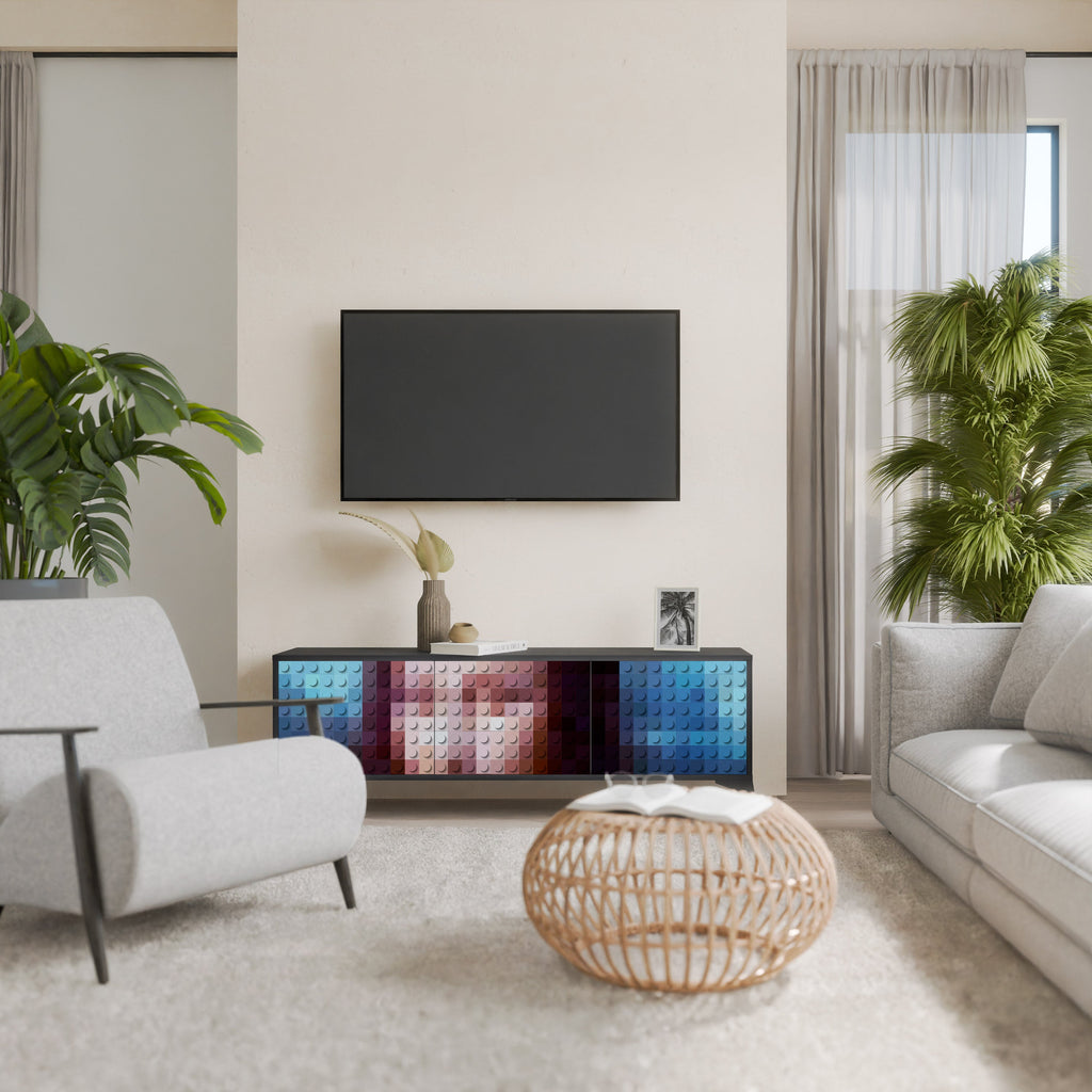 CONSTRUCTIVE ART Móvel de TV com 3 Portas em Acabamento Preto