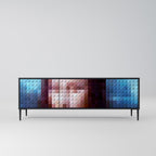 CONSTRUCTIVE ART Móvel de TV com 3 Portas em Acabamento Preto