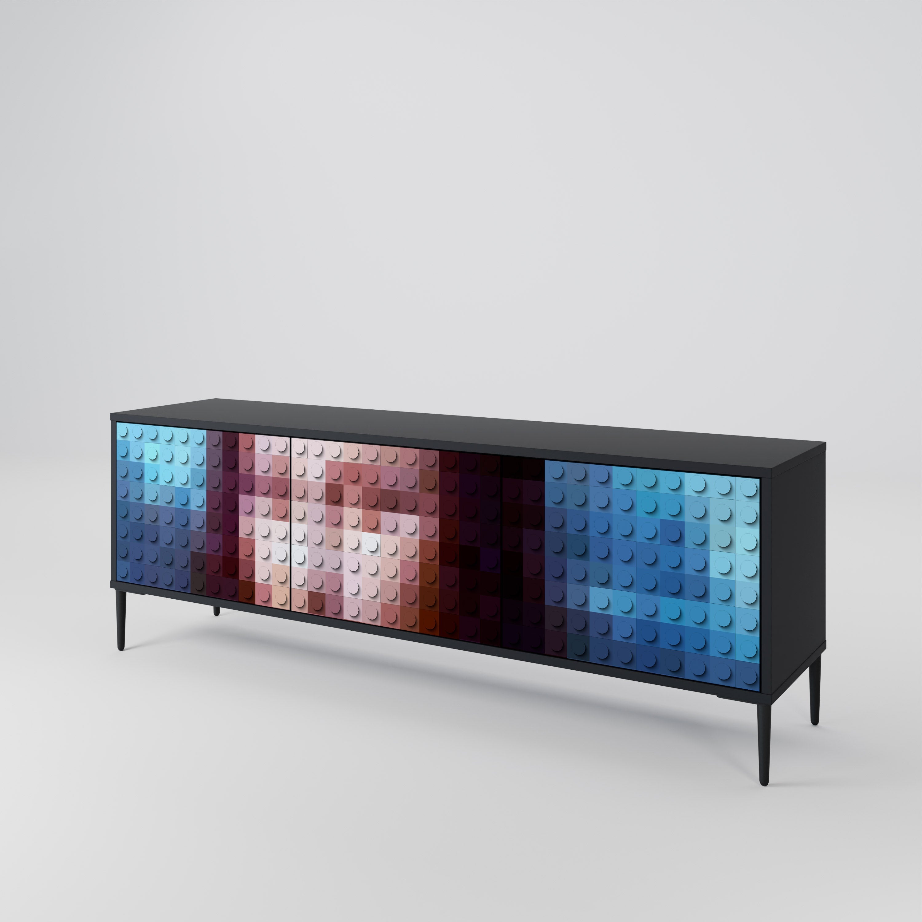 CONSTRUCTIVE ART Móvel de TV com 3 Portas em Acabamento Preto