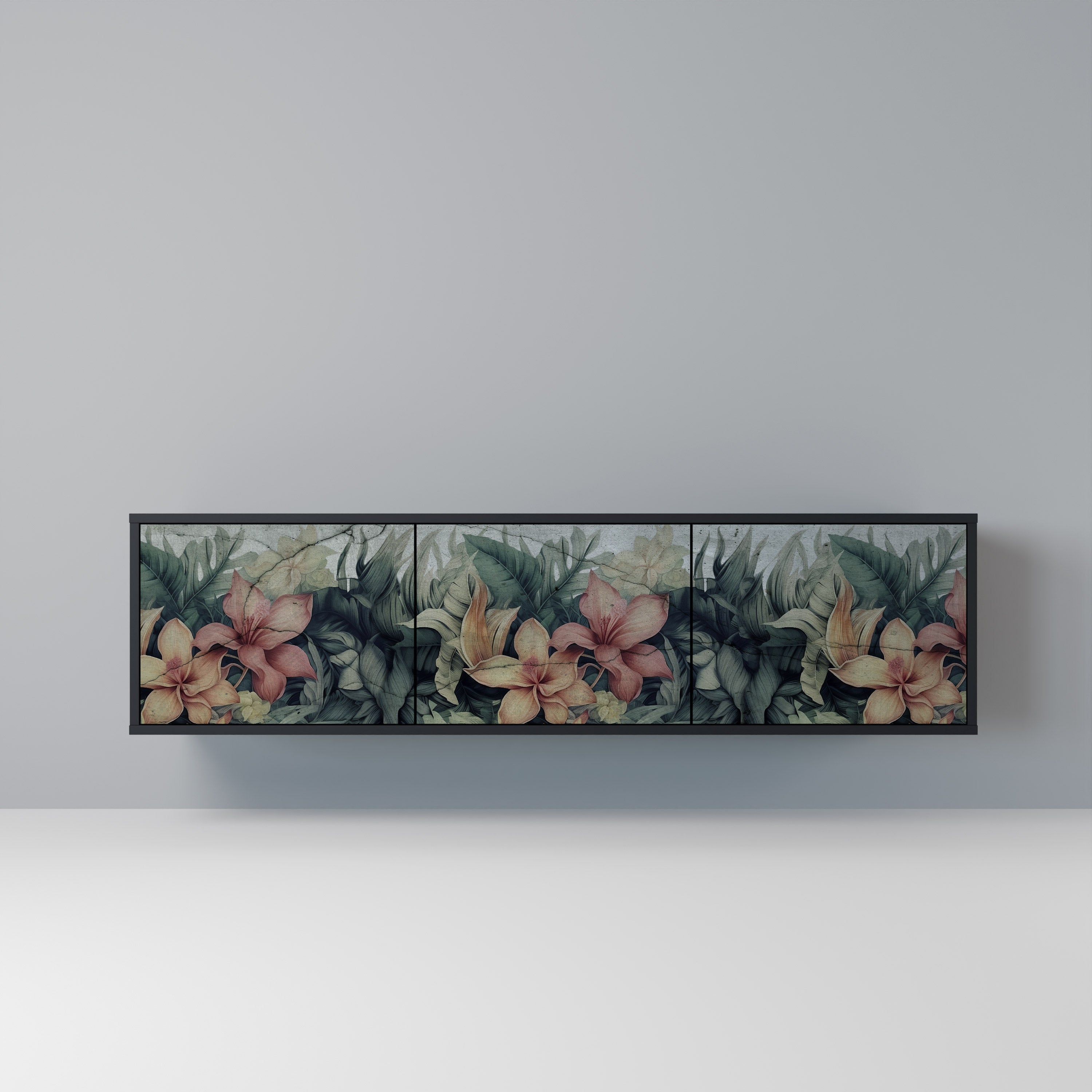 HEAVENLY BLOOM Móvel de TV com 3 Portas em Acabamento Preto