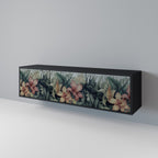 HEAVENLY BLOOM 3-Door TV Stand in Black Finish