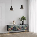 HEAVENLY BLOOM 3-Door TV Stand in Black Finish