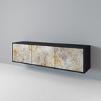 SUNFLOWER BLUR 3-Door TV Stand in Black Finish