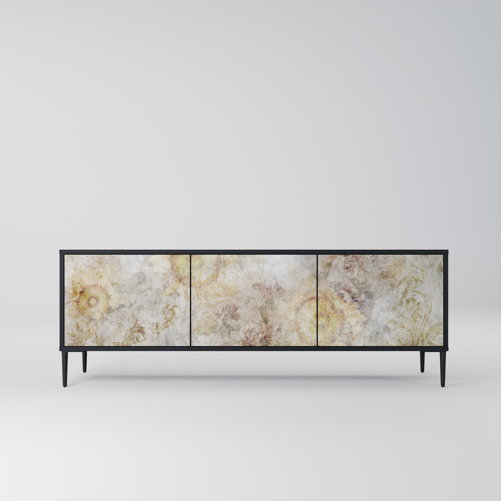 SUNFLOWER BLUR 3-Door TV Stand in Black Finish