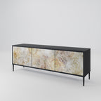 SUNFLOWER BLUR 3-Door TV Stand in Black Finish