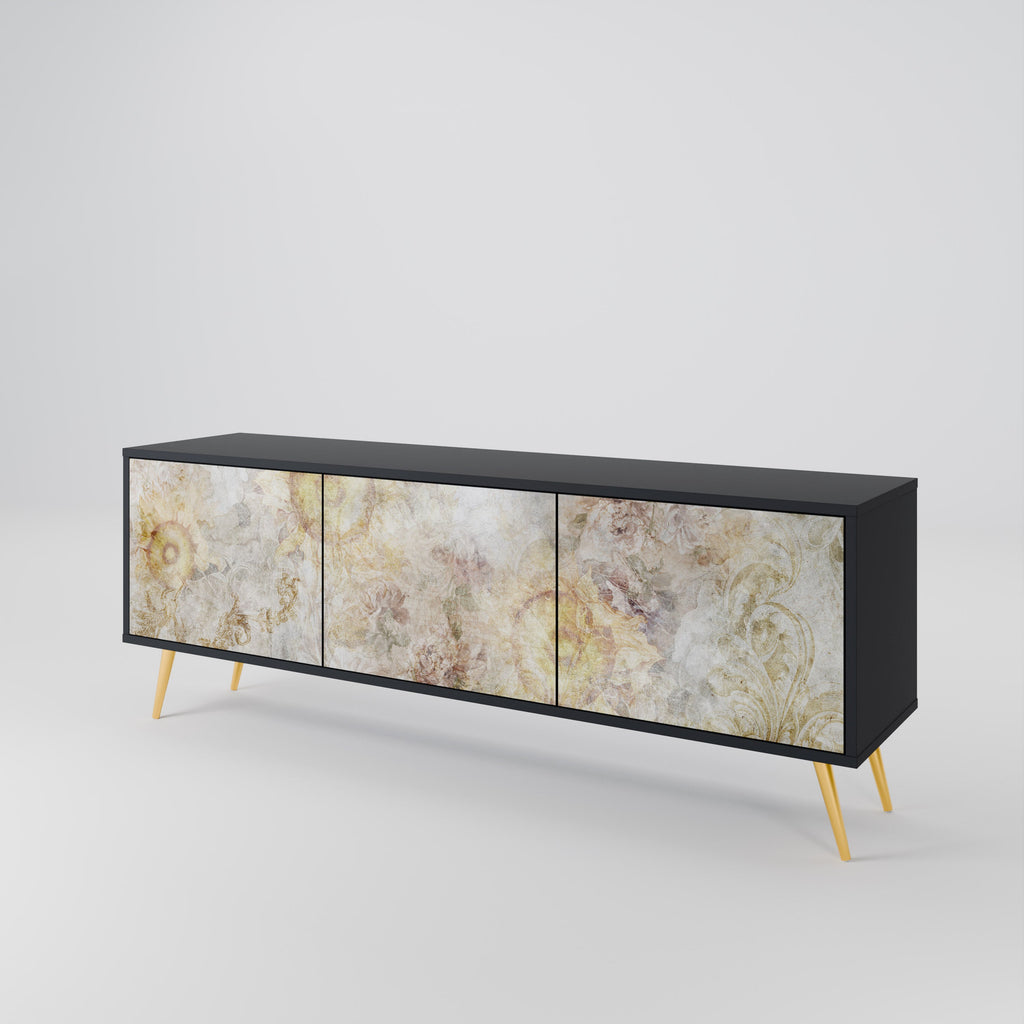 SUNFLOWER BLUR 3-Door TV Stand in Black Finish