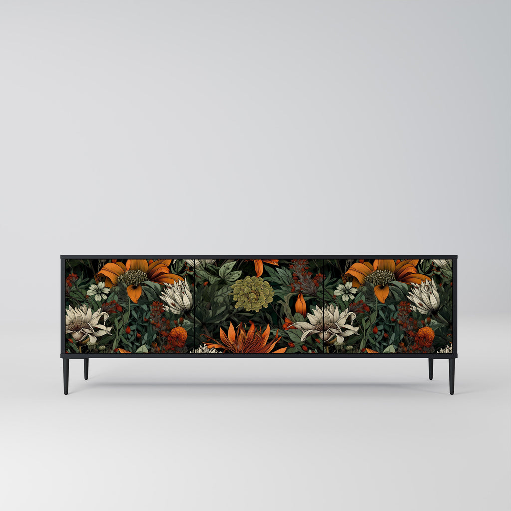 MIDNIGHT SPROUT Móvel de TV com 3 Portas em Acabamento Preto