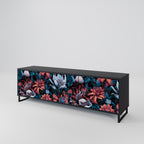 ETHEREAL BLOSSOMS 3-Door TV Stand in Black Finish