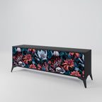 ETHEREAL BLOSSOMS 3-Door TV Stand in Black Finish