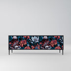 ETHEREAL BLOSSOMS 3-Door TV Stand in Black Finish