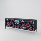 ETHEREAL BLOSSOMS 3-Door TV Stand in Black Finish