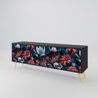 ETHEREAL BLOSSOMS 3-Door TV Stand in Black Finish