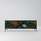 MORNING BLOOM 3-Door TV Stand in Black Finish