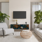 MORNING BLOOM 3-Door TV Stand in Black Finish