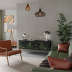 FERN FLOWERS Móvel de TV com 3 Portas em Acabamento Preto