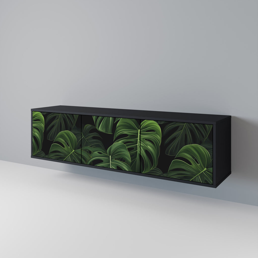 INFINITE MONSTERA Móvel de TV com 3 Portas em Acabamento Preto