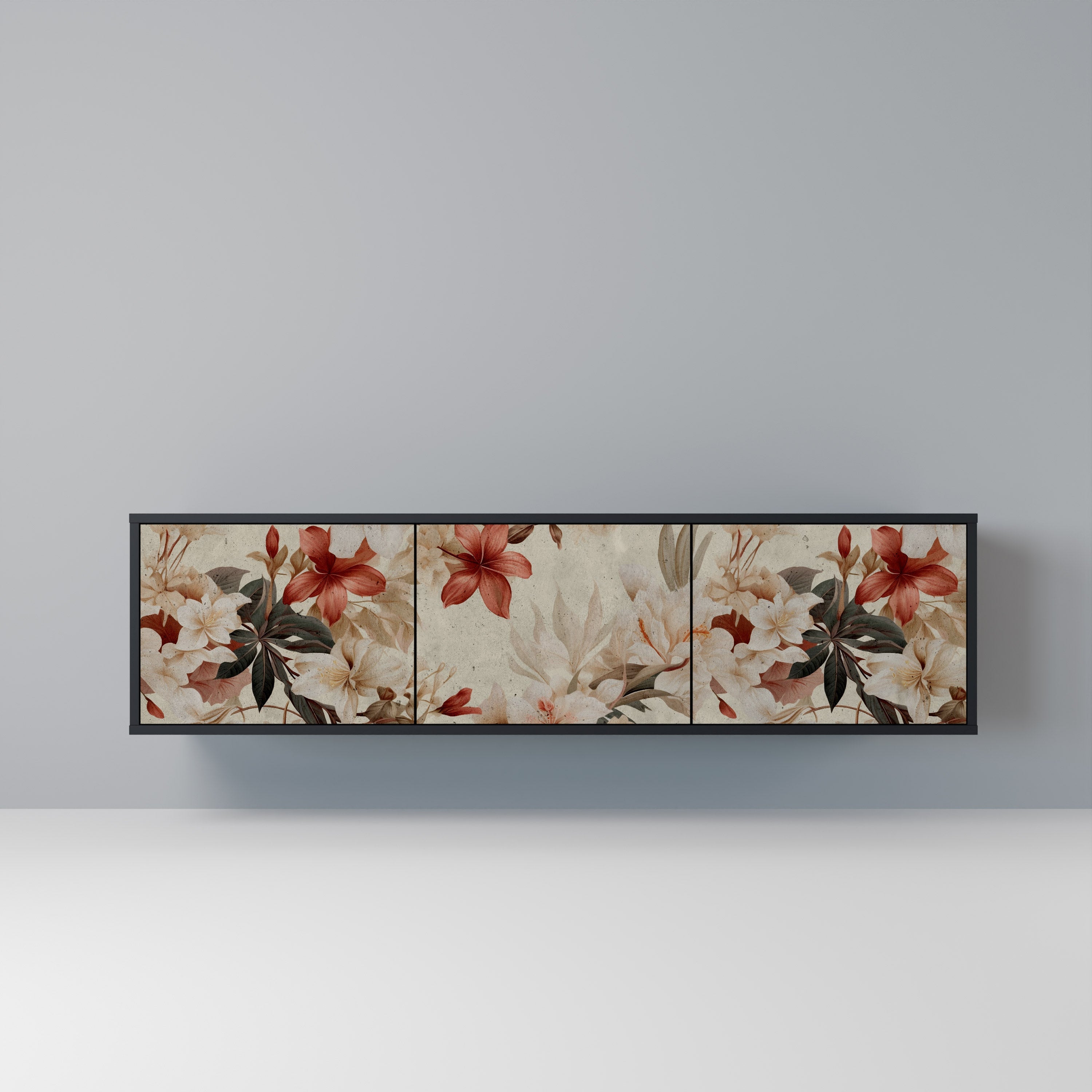 PETAL HARMONY Móvel de TV com 3 Portas em Acabamento Preto