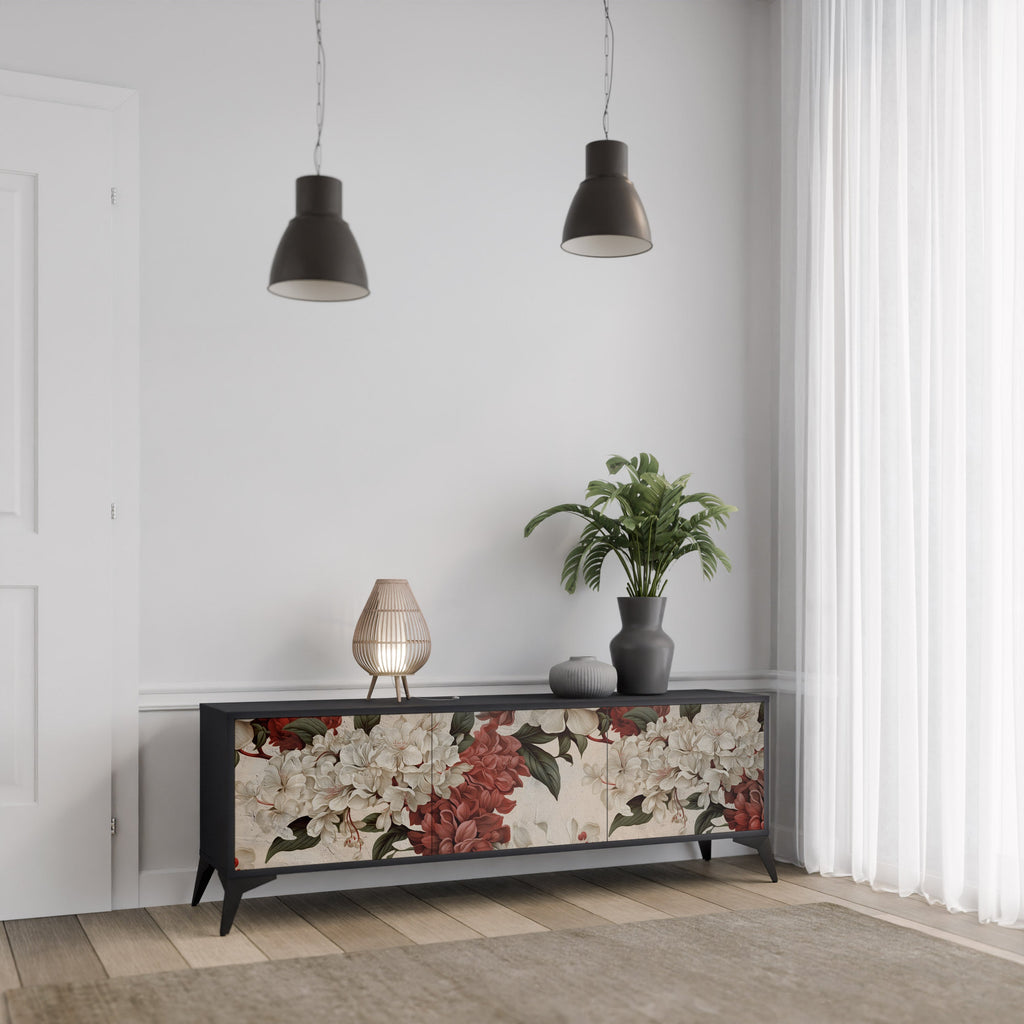 EPHEMERAL DAYS Móvel de TV com 3 Portas em Acabamento Preto