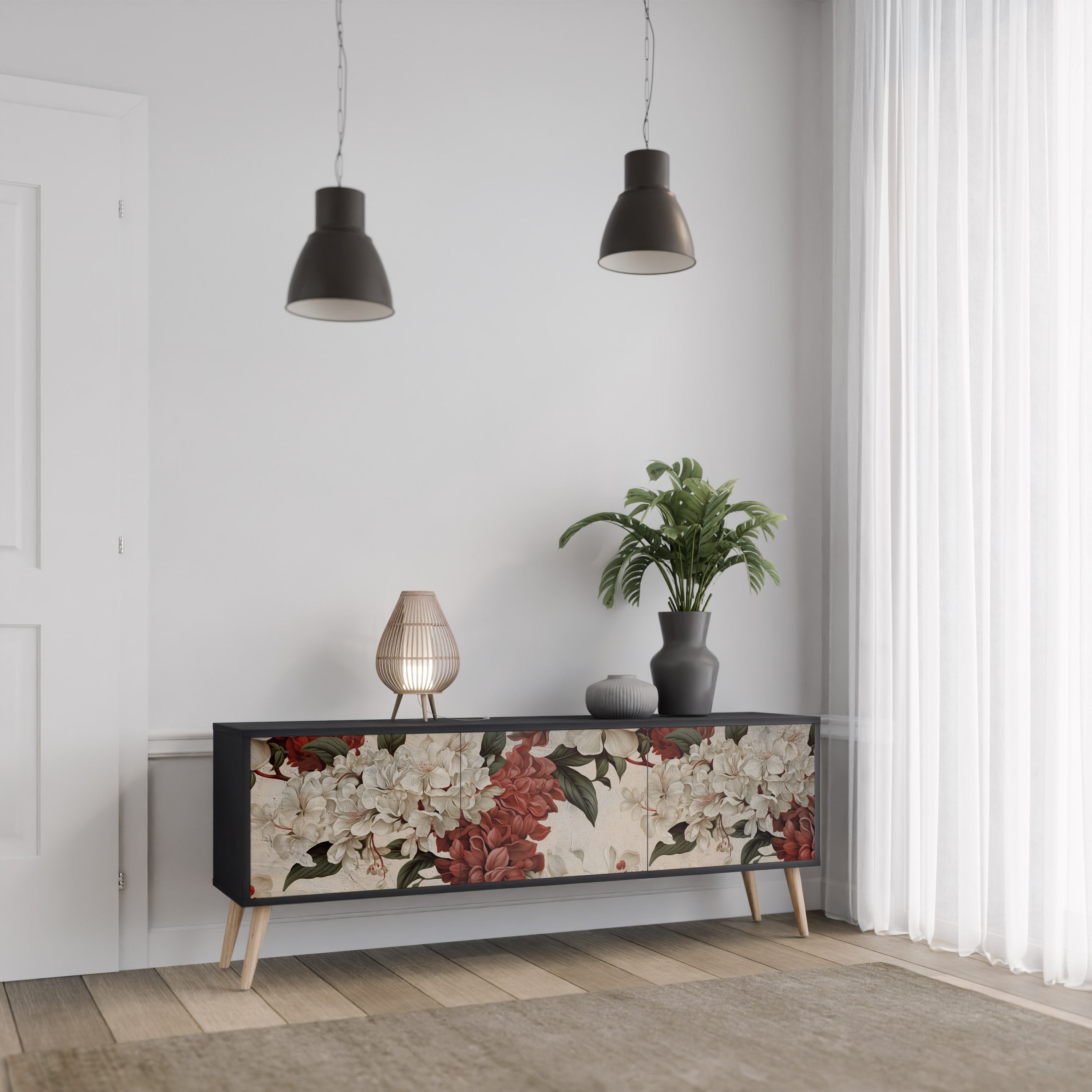 EPHEMERAL DAYS Móvel de TV com 3 Portas em Acabamento Preto