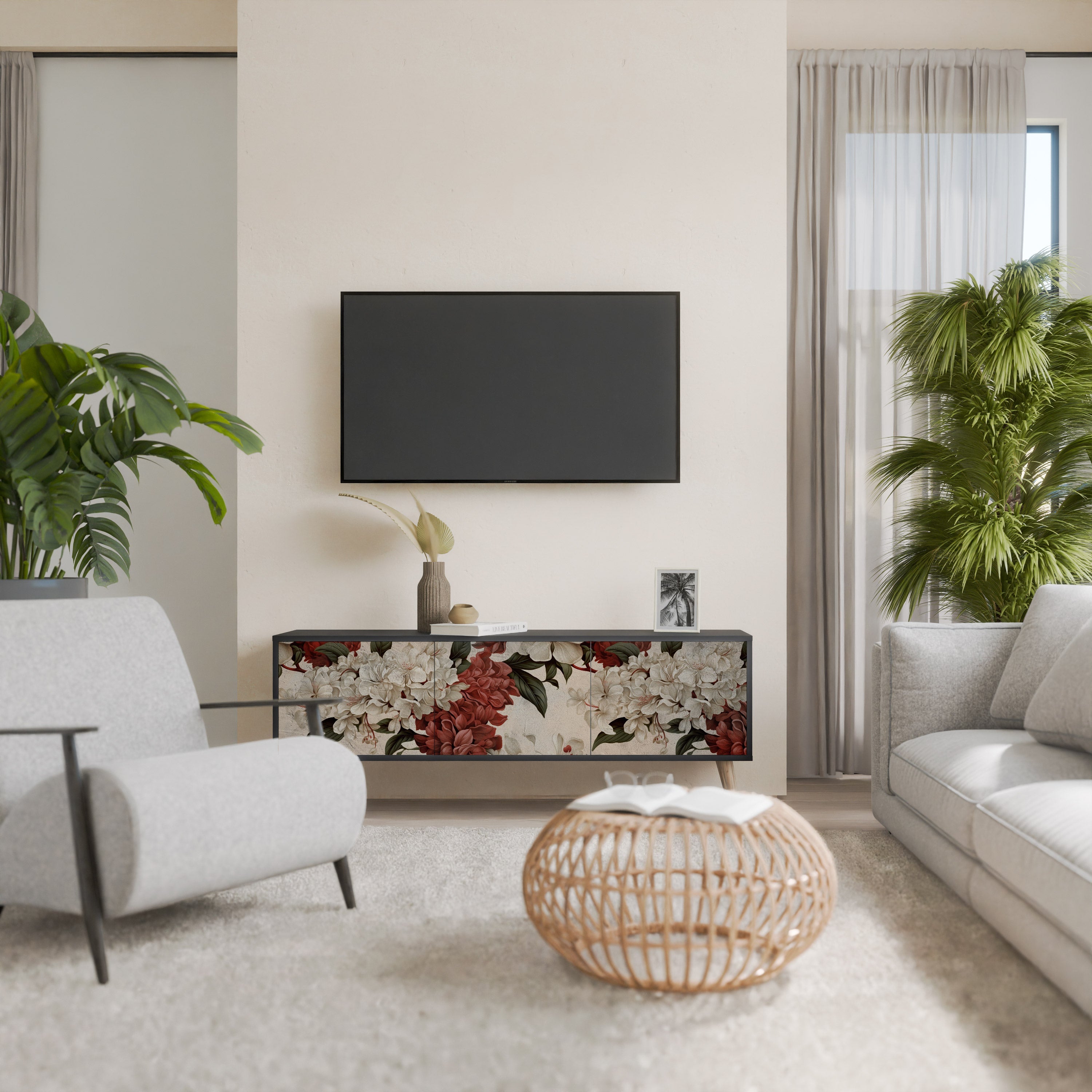 EPHEMERAL DAYS Móvel de TV com 3 Portas em Acabamento Preto