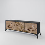 PETAL DISTINGUISH Móvel de TV com 3 Portas em Acabamento Preto