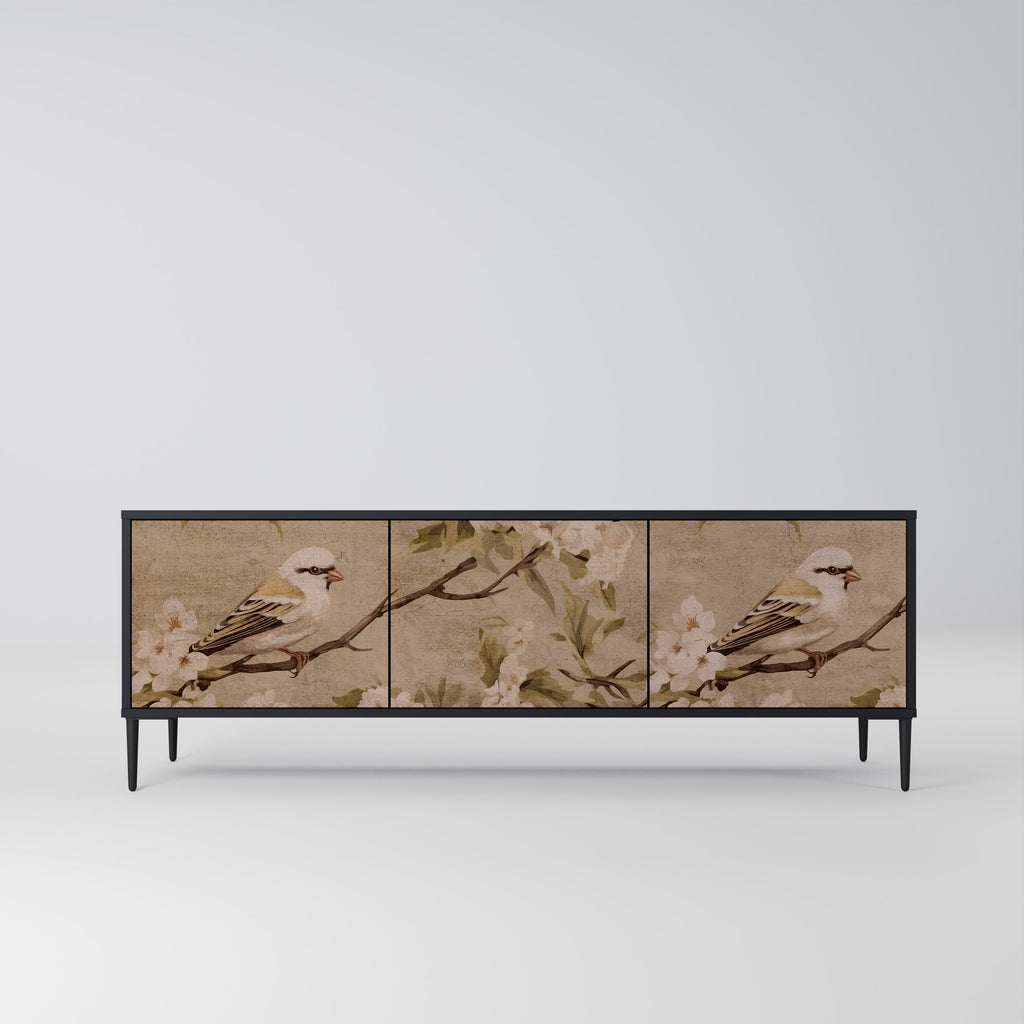 PETAL DISTINGUISH Móvel de TV com 3 Portas em Acabamento Preto