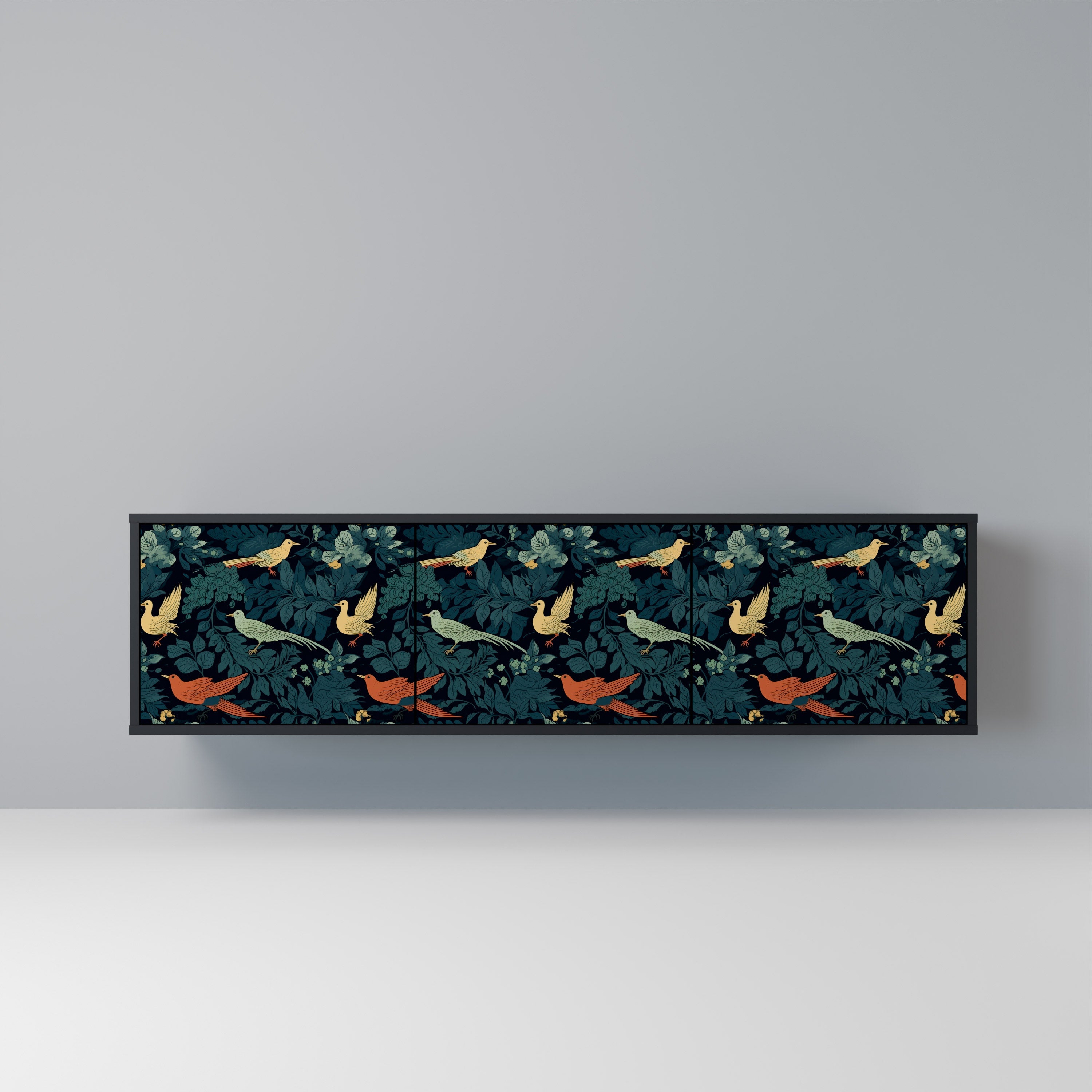 FOWL ORNAMENT Móvel de TV com 3 Portas em Acabamento Preto