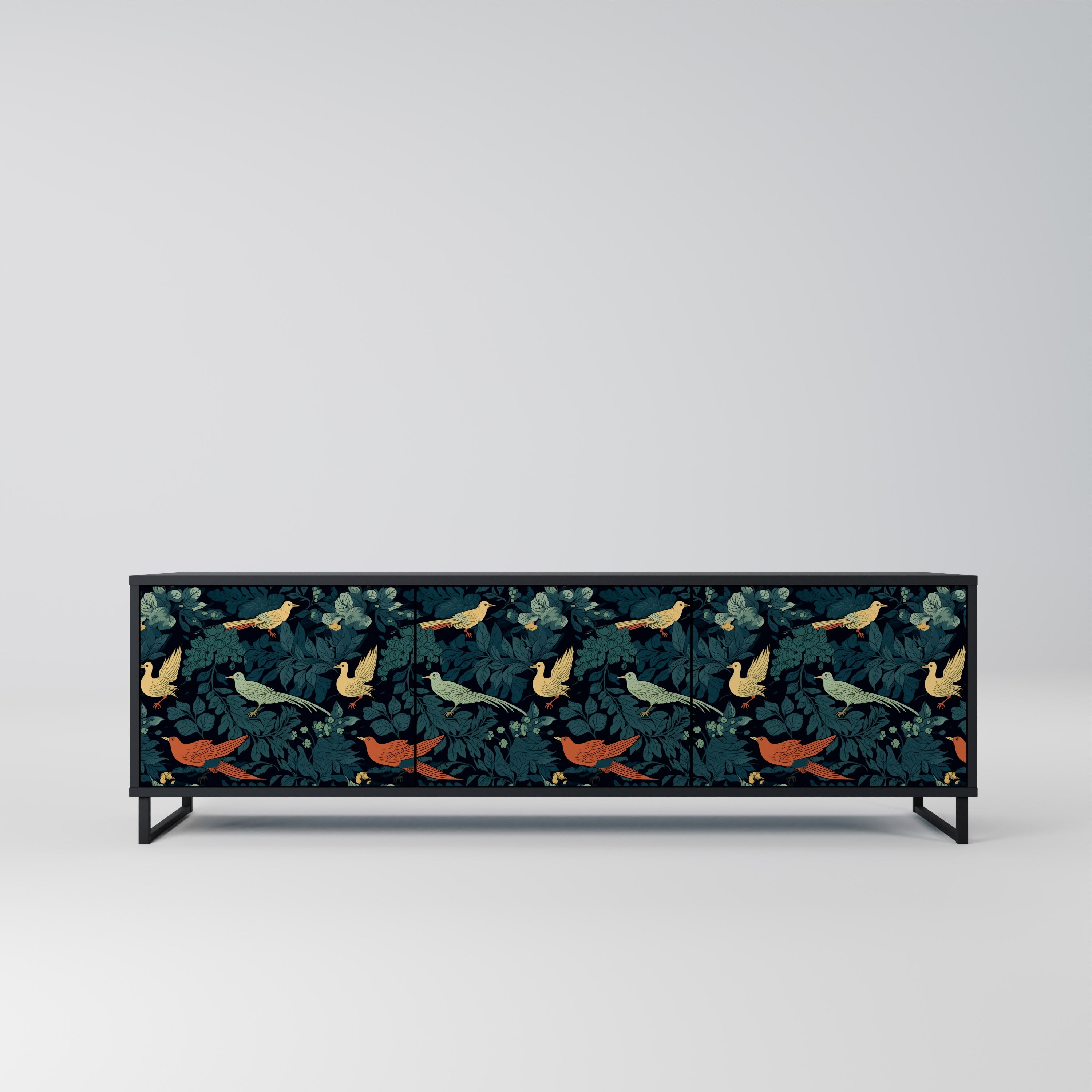 FOWL ORNAMENT Móvel de TV com 3 Portas em Acabamento Preto