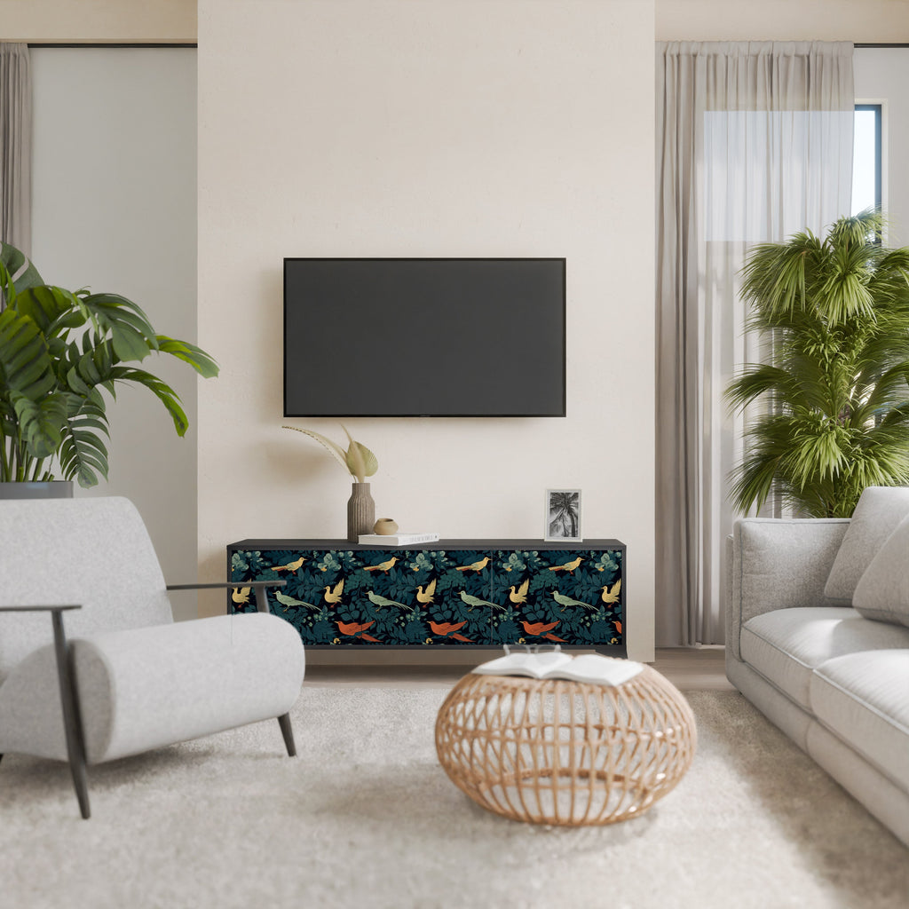 FOWL ORNAMENT Móvel de TV com 3 Portas em Acabamento Preto