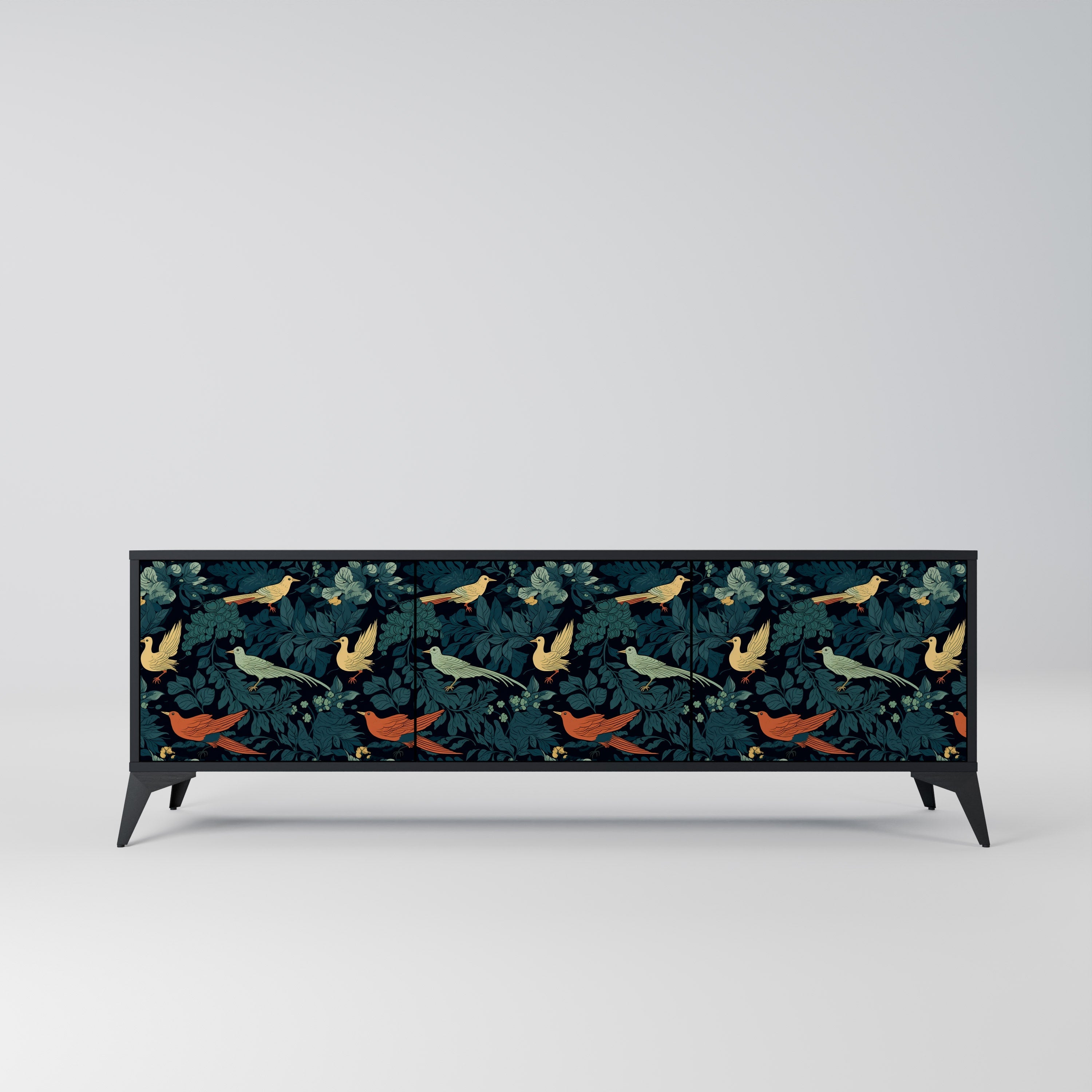 FOWL ORNAMENT Móvel de TV com 3 Portas em Acabamento Preto