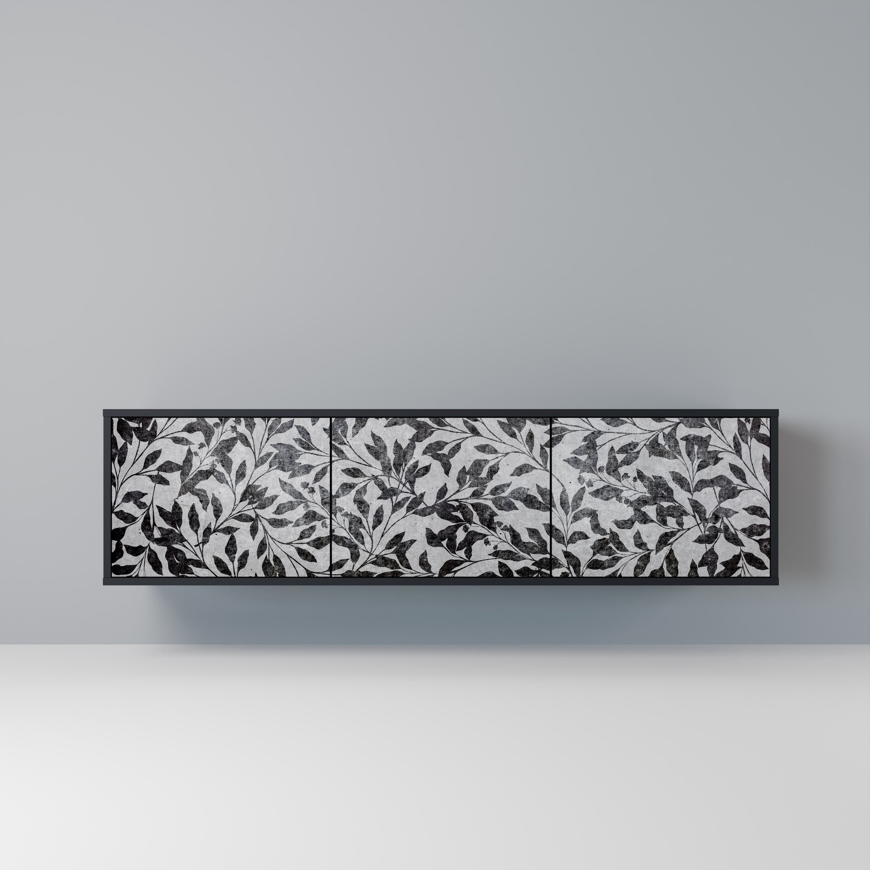 CHARCOAL SPROUT Móvel de TV com 3 Portas em Acabamento Preto