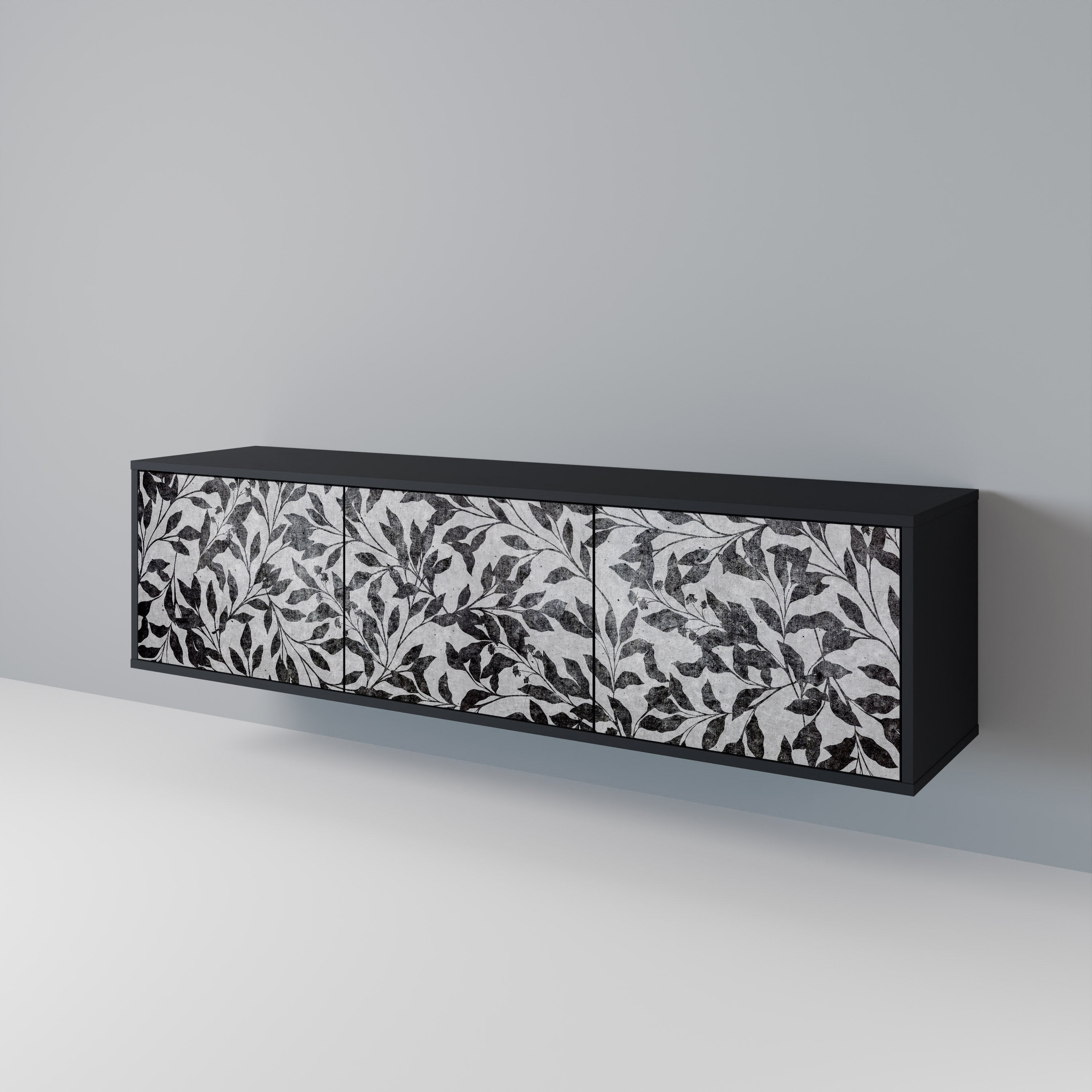 CHARCOAL SPROUT Móvel de TV com 3 Portas em Acabamento Preto