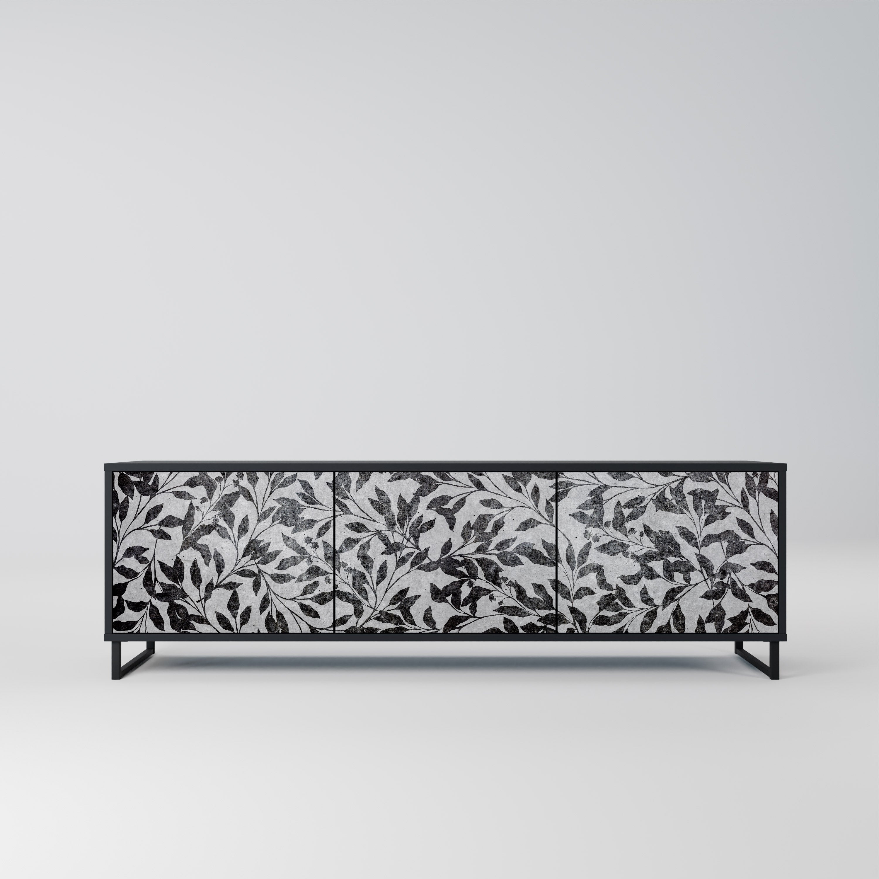 CHARCOAL SPROUT Móvel de TV com 3 Portas em Acabamento Preto