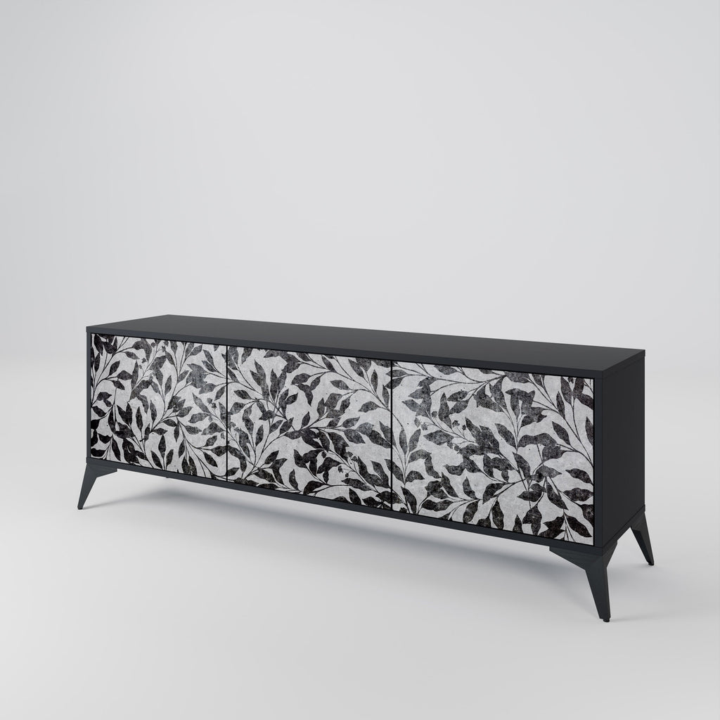 CHARCOAL SPROUT Móvel de TV com 3 Portas em Acabamento Preto
