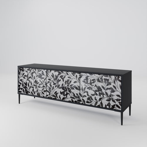 CHARCOAL SPROUT Móvel de TV com 3 Portas em Acabamento Preto