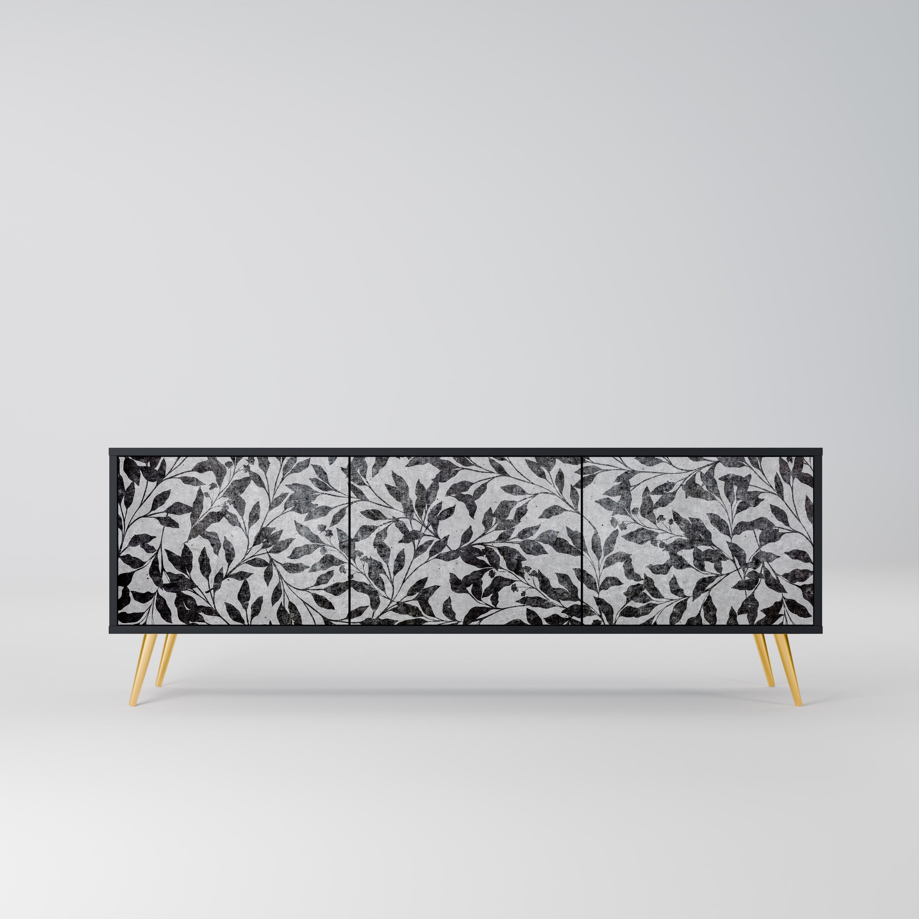 CHARCOAL SPROUT Móvel de TV com 3 Portas em Acabamento Preto