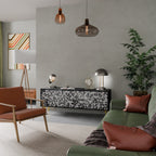 CHARCOAL SPROUT Móvel de TV com 3 Portas em Acabamento Preto