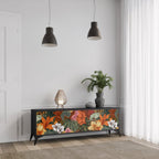 RADIANT FLORA Móvel de TV com 3 Portas em Acabamento Preto