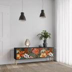 RADIANT FLORA Móvel de TV com 3 Portas em Acabamento Preto