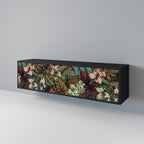 BOTANICAL EMERGENCE 3-Door TV Stand in Black Finish